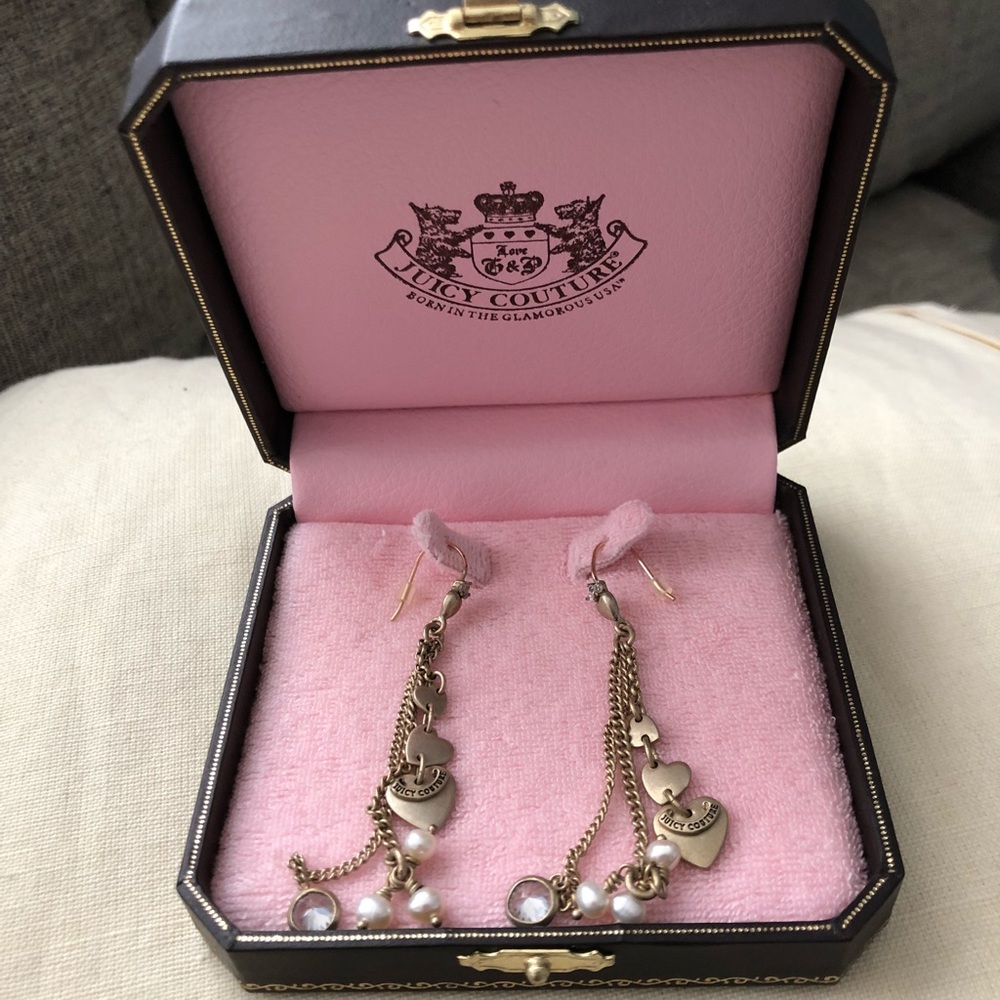 Juicy Couture gold heart drop earrings